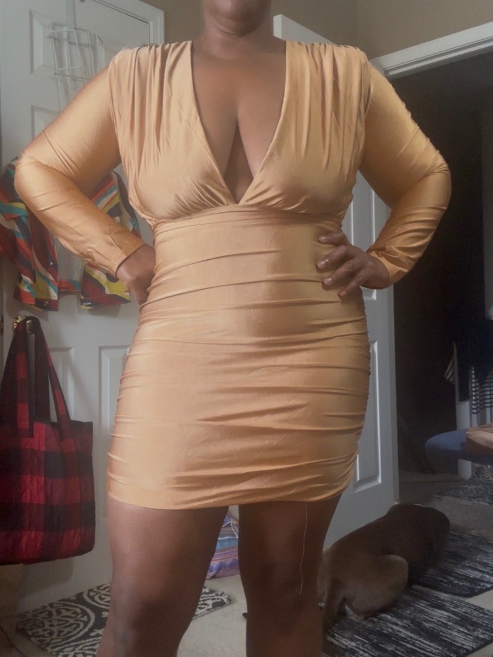 Copper bodycon dress